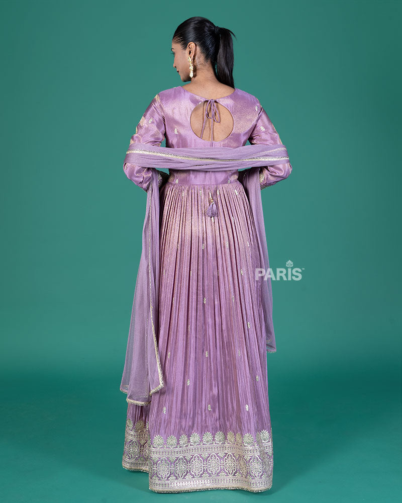 Purple Embroidered Gown with Dupatta