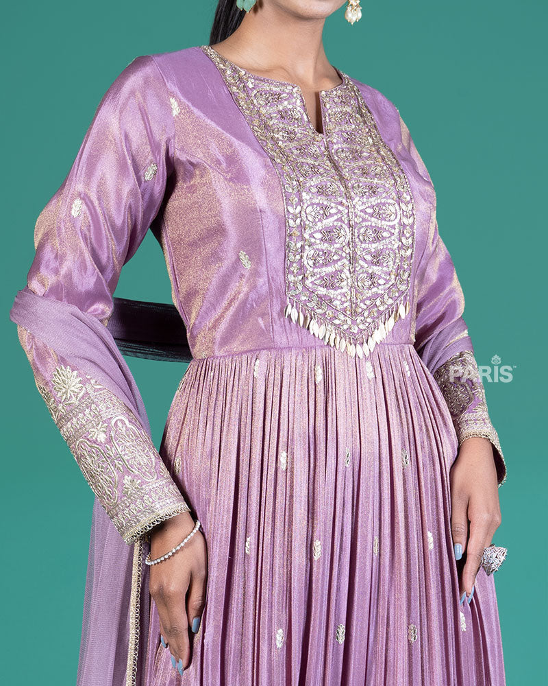 Purple Embroidered Gown with Dupatta