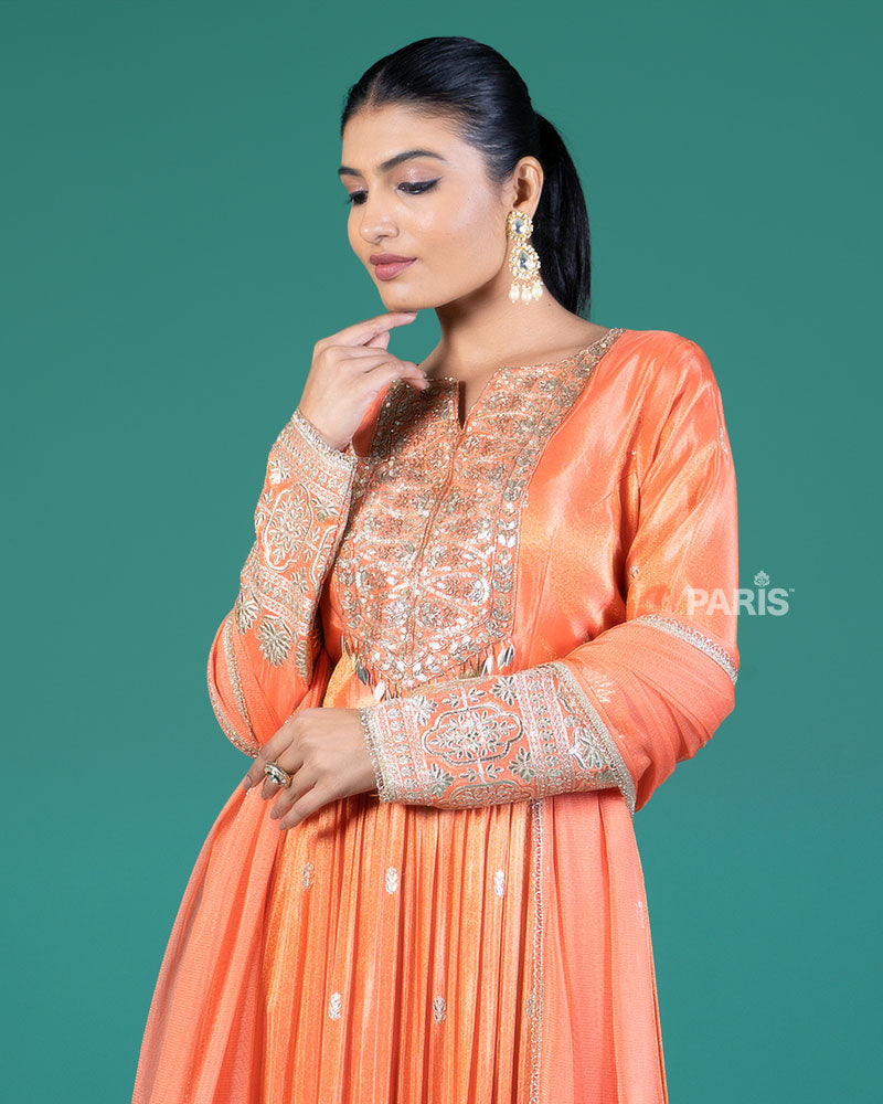 Orange Embroidered Anarkali Suit with Dupatta