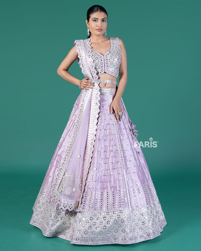 Lavender Embellished Lehenga Choli with Dupatta