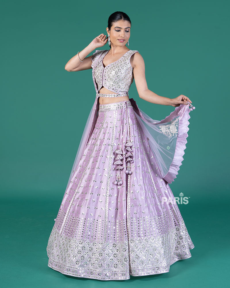 Lavender Embellished Lehenga Choli with Dupatta