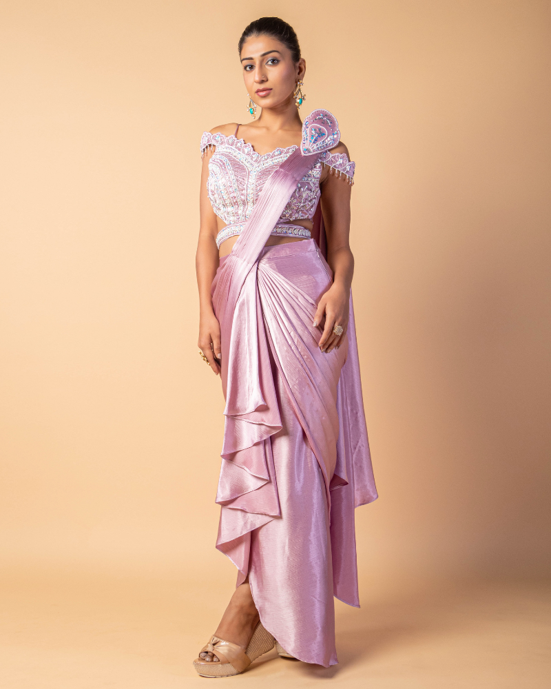 Baby Pink Silk Ready to Wear for Party Session