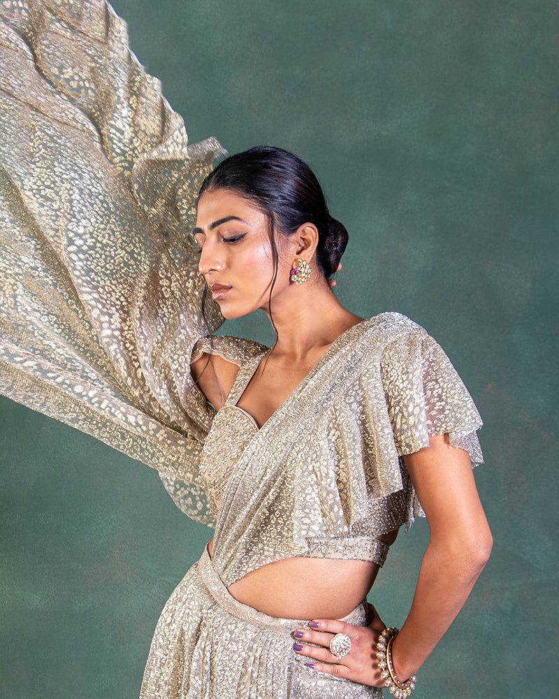 SILVER SEQUENCE READY TO WEAR SAREE