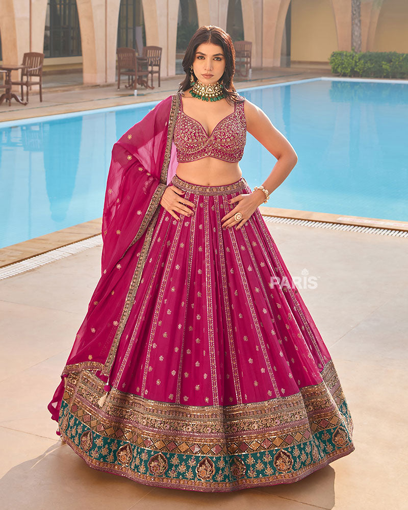 Magenta Intricate Sequins Embroidery Lehenga Choli with Matching Dupatta