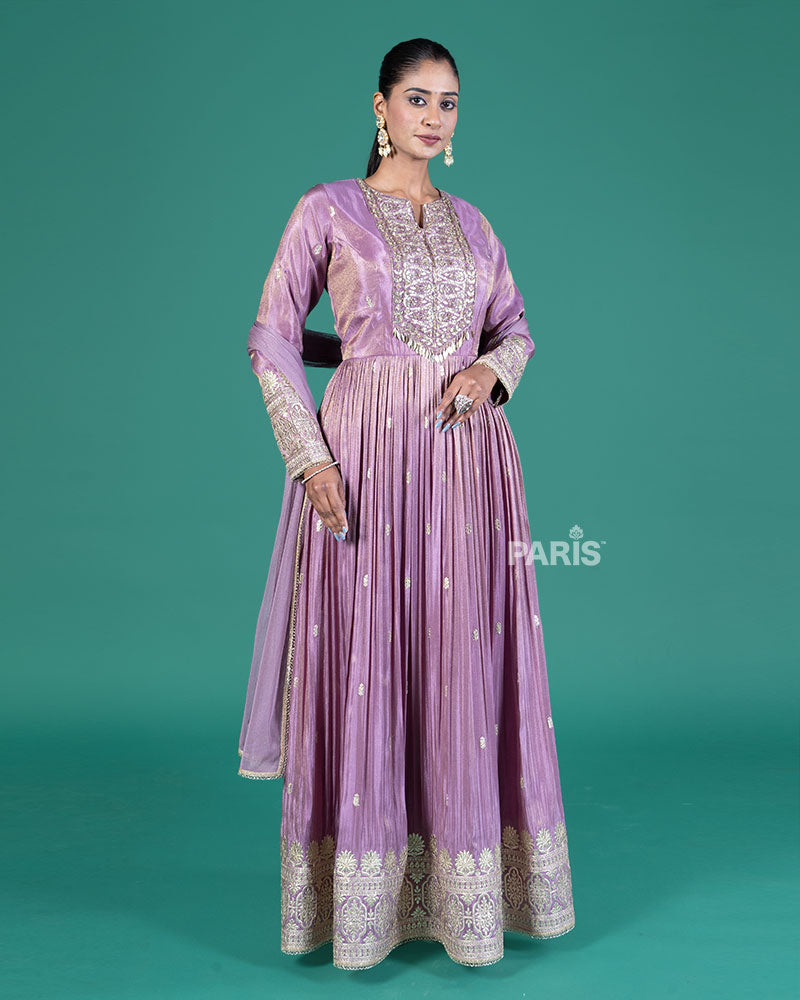 Purple Embroidered Gown with Dupatta