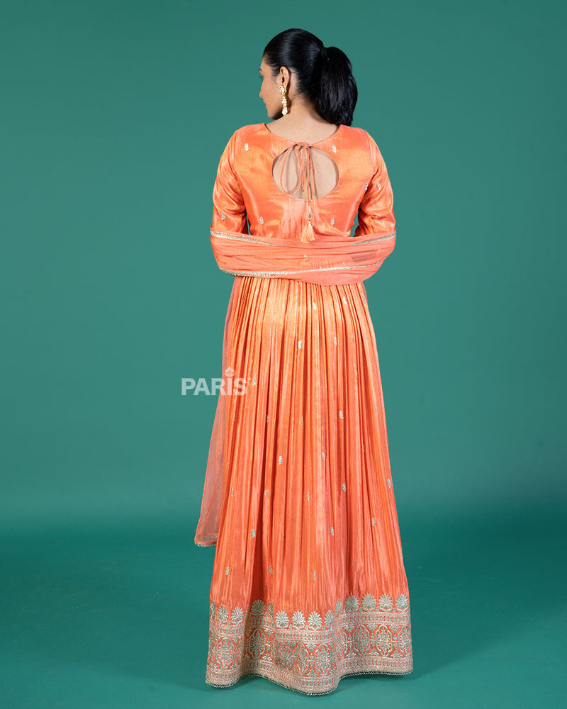 Orange Embroidered Anarkali Suit with Dupatta
