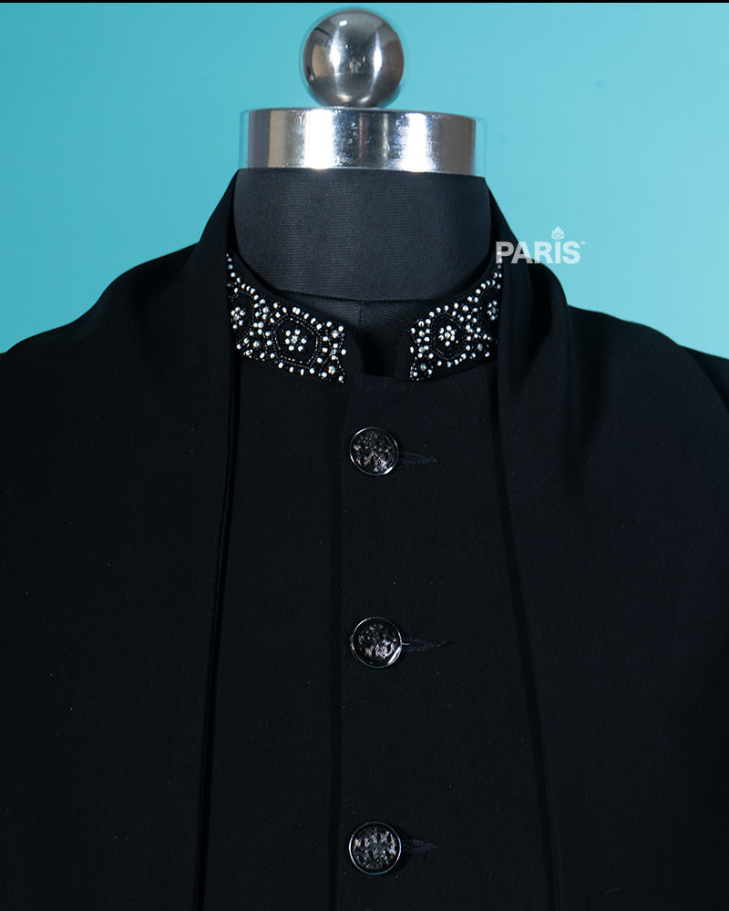 Black Designer Shirt and Jacket with Pajama Set 02