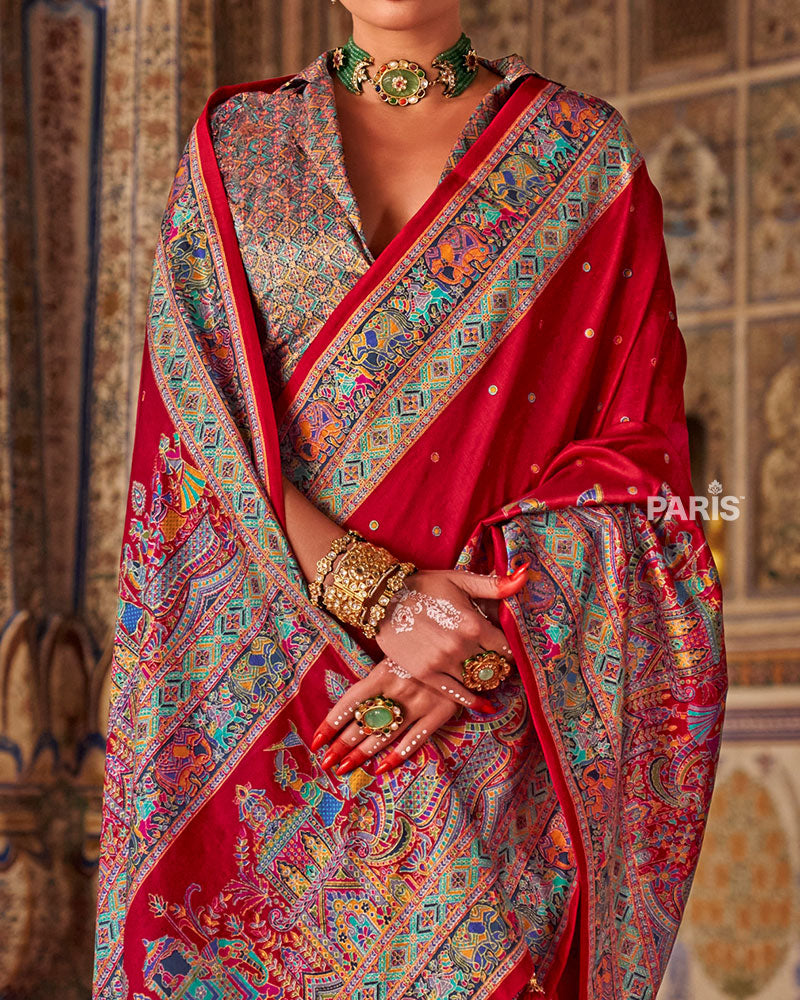 Hot Pink Banarasi Silk Saree with Zari Work
