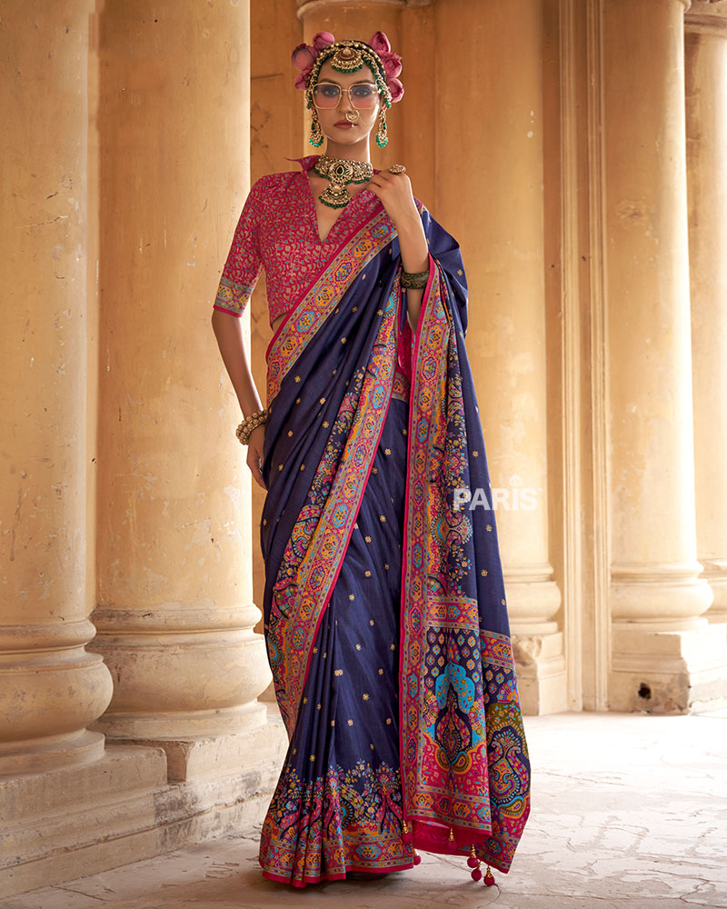 Red & Green Paithani Silk Saree with Peacock Zari Border