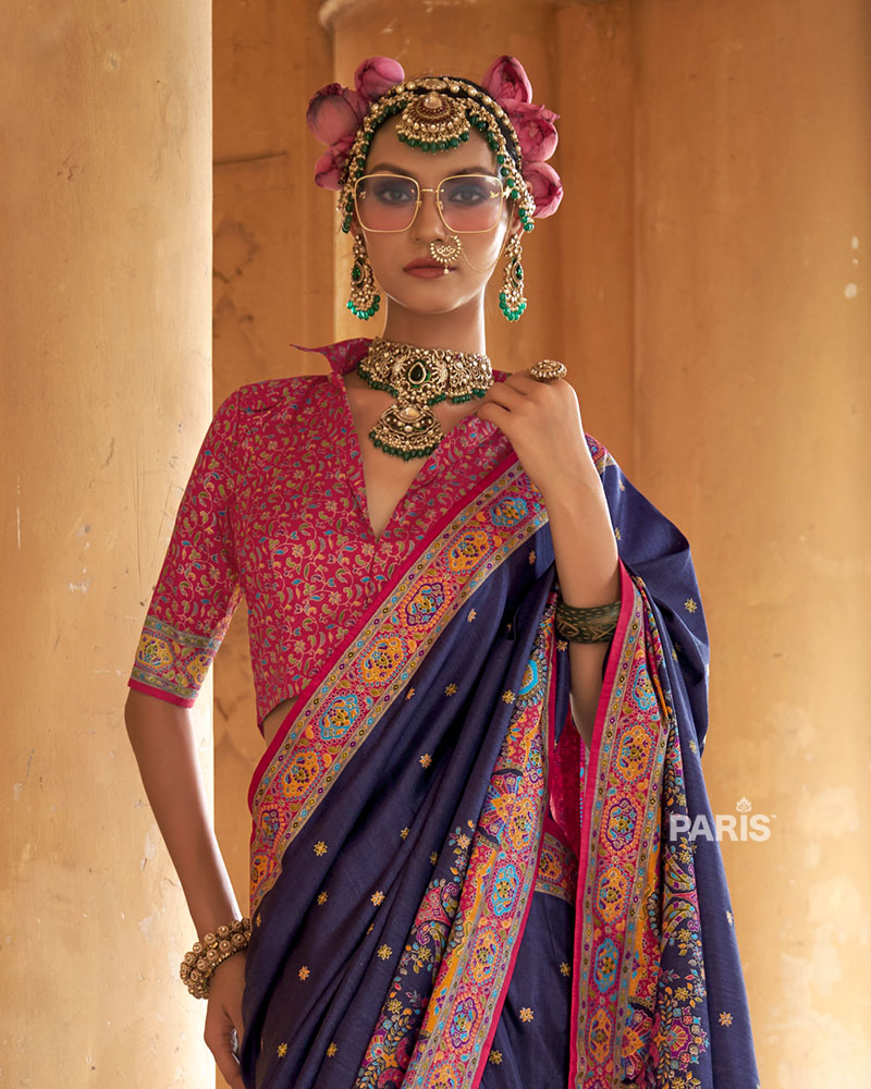 Red & Green Paithani Silk Saree with Peacock Zari Border