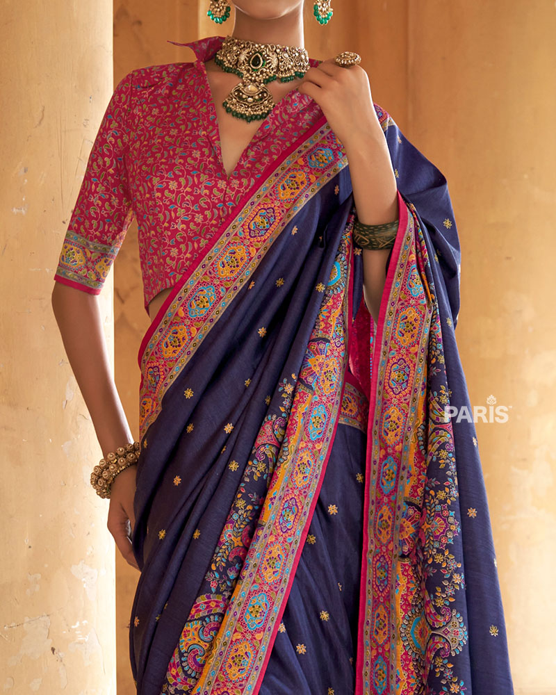 Red & Green Paithani Silk Saree with Peacock Zari Border