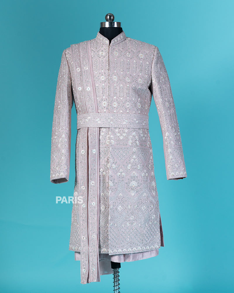 Light Pink Embellished Kurta and Pajama Set