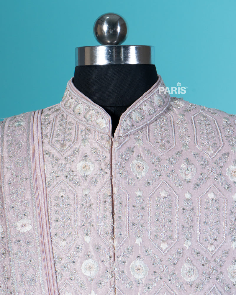 Light Pink Embellished Kurta and Pajama Set 02