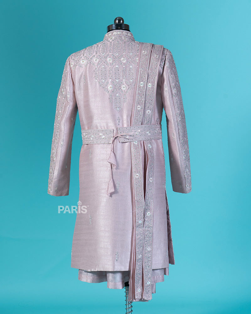 Light Pink Embellished Kurta and Pajama Set 06