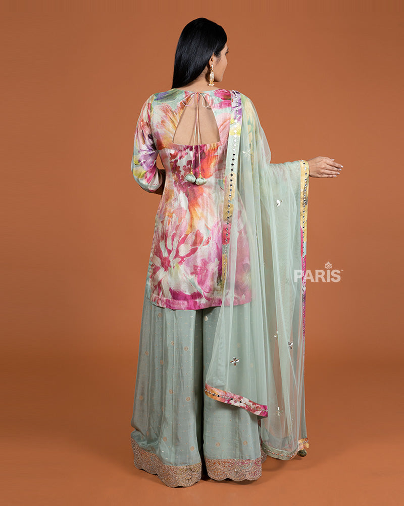 Multicolor kameez with Pista Salwar and Dupatta 05