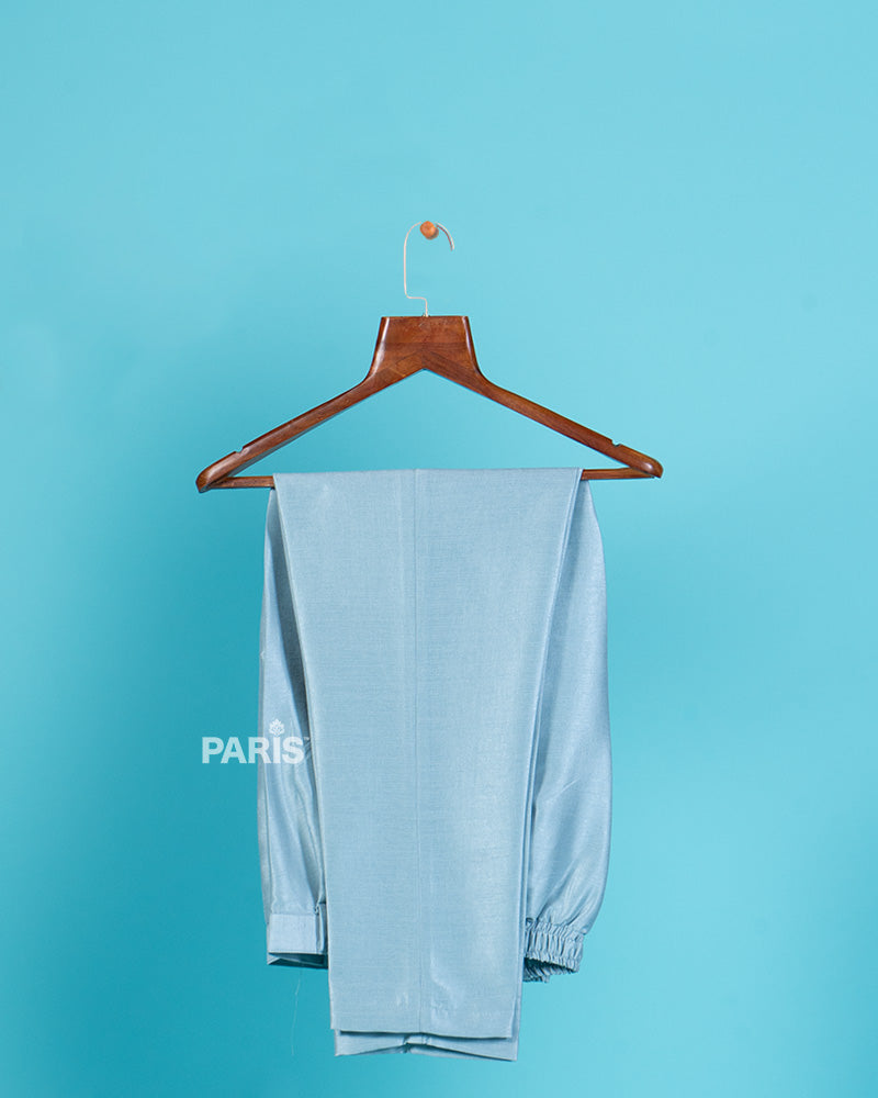 Pastel Blue Embroidered Kurta Set with Jacket and Pajama 05