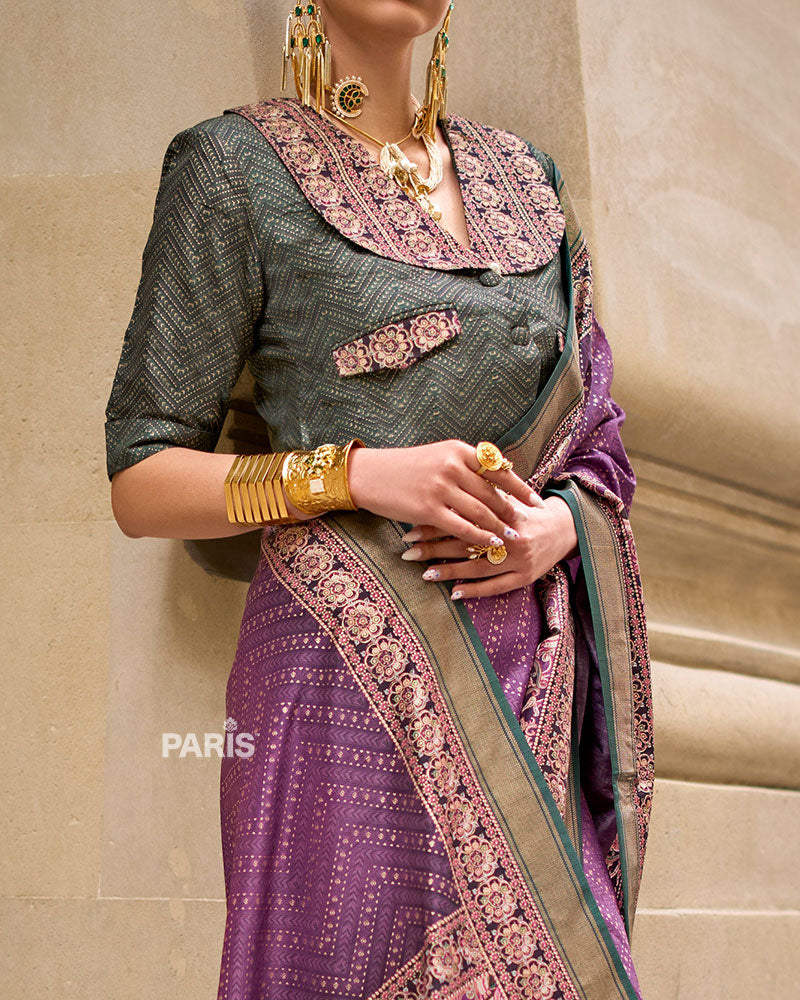 Mustard Silk Saree with Maroon Zari Border & Blouse