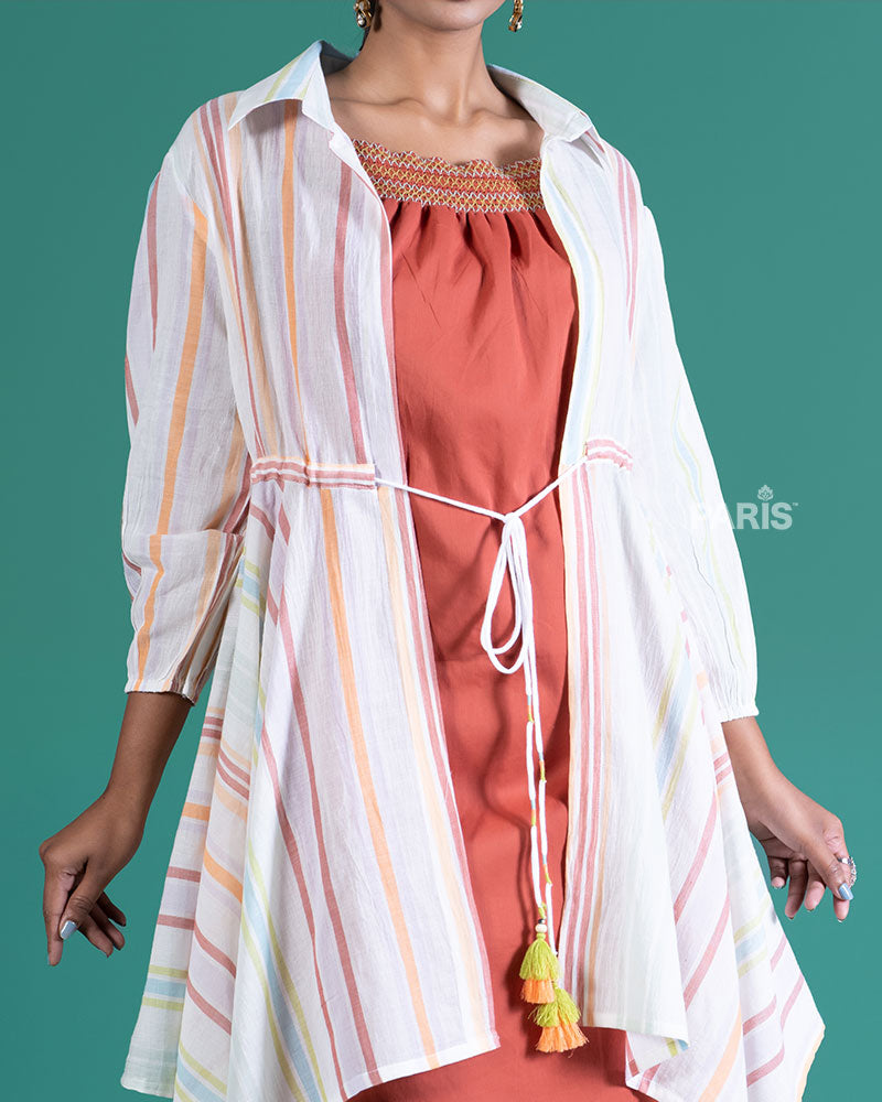 Rust Dress and Cream Pastel Jacket Co-Ord Set 03