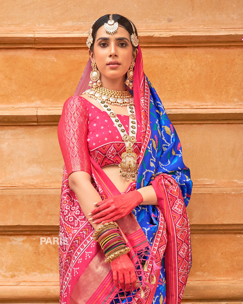 Yellow Patola Saree with Red Zari Border Silk