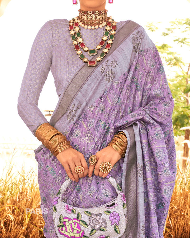 Maroon Ikat Silk Saree with Black Contrast Border