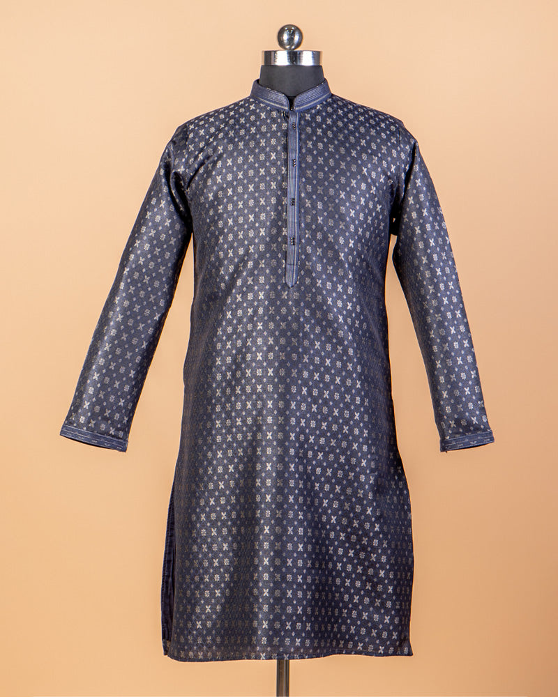 Navy Blue Foil Printed Kurta Pant Set