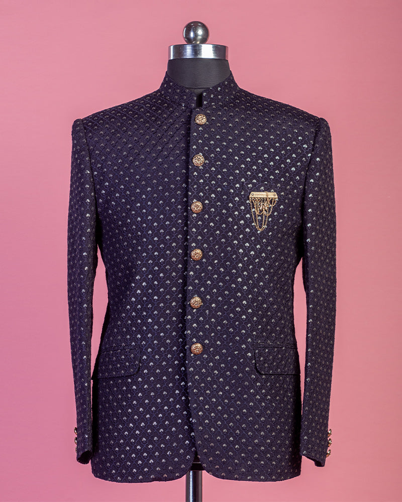 Navy Blue embroidered work Designer Jodhpuri Suit