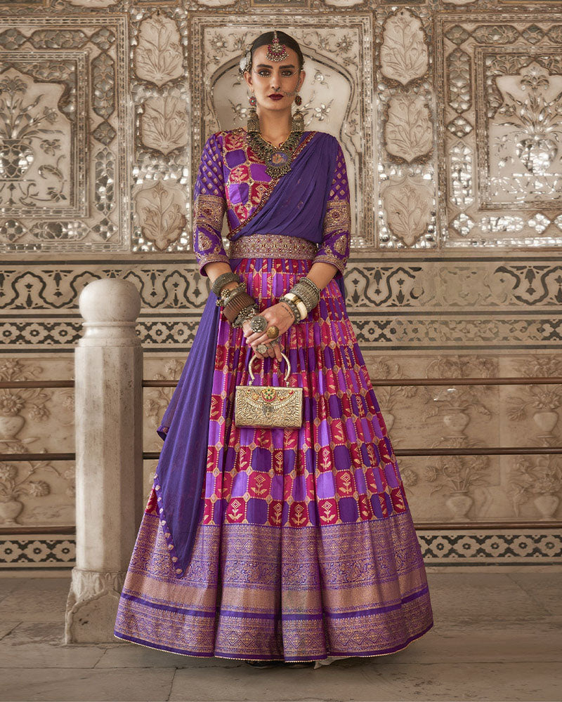 Purple Anarkali Dress With Dupatta