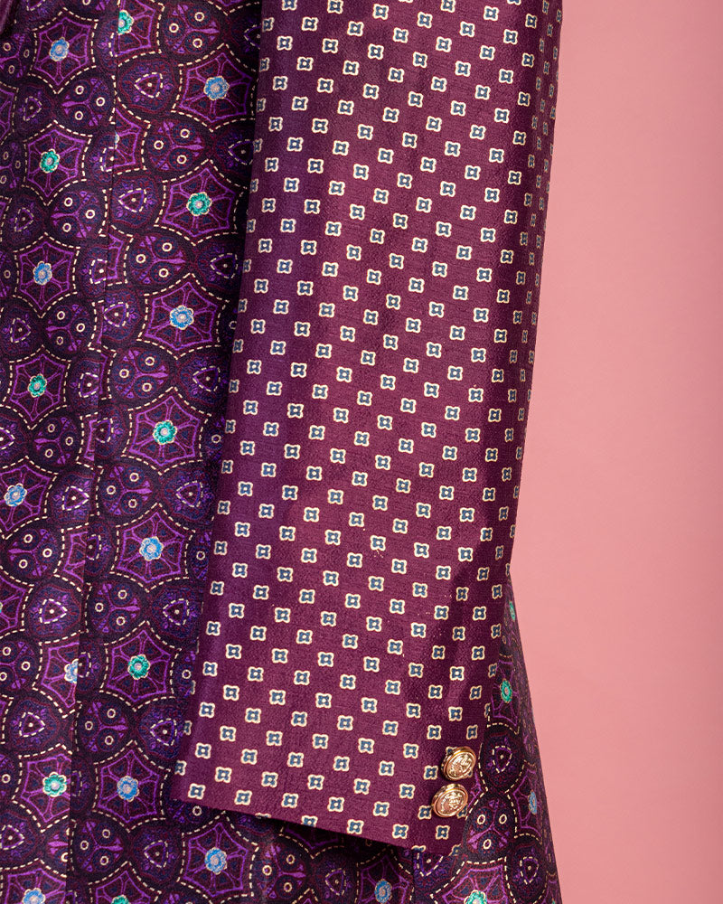 Wine Printed Sherwani and Pyjama for Groom to be