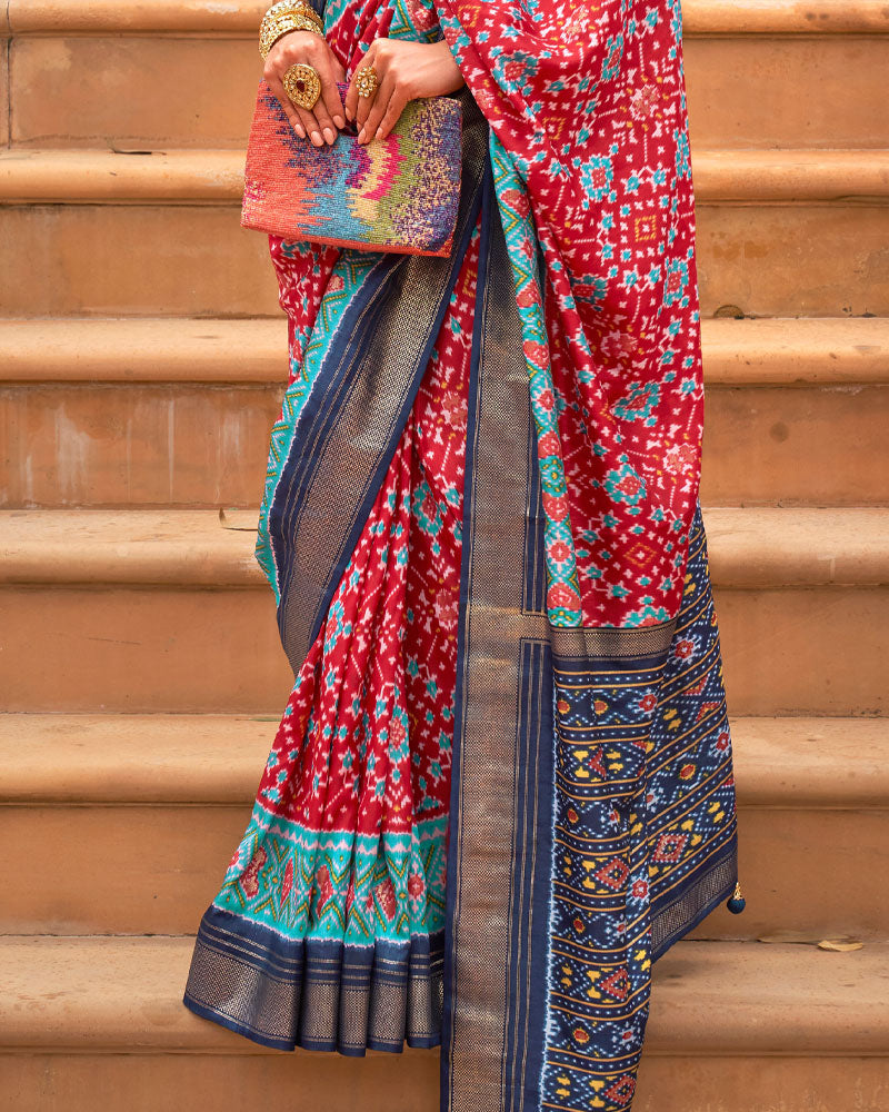 Red Wine Cotton Silk Saree With Unstitched Blouse