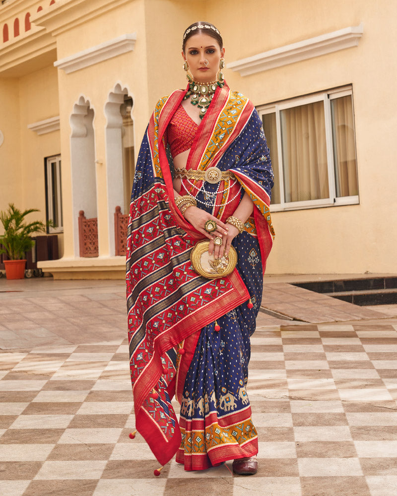 Mulled Wine Silk Saree With Unstitched Blouse