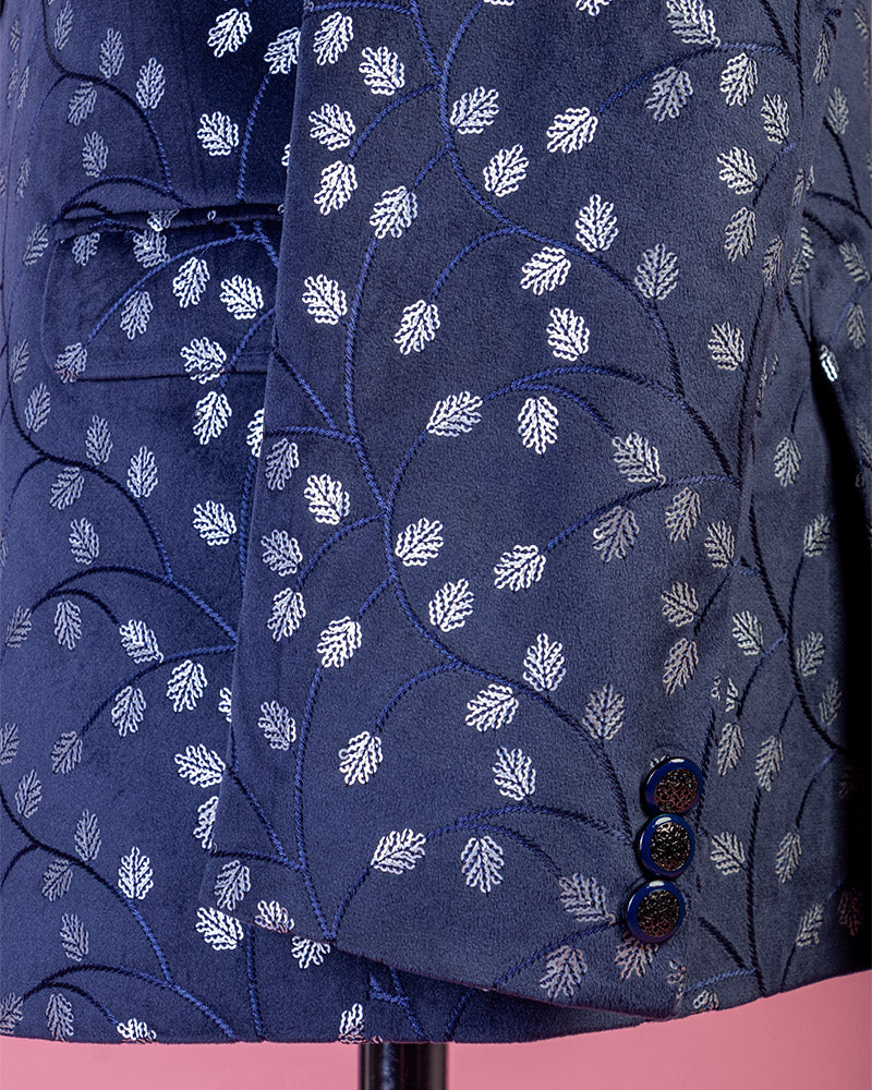 Blue Thread And Sequins Embroidered Jodhpuri Suit