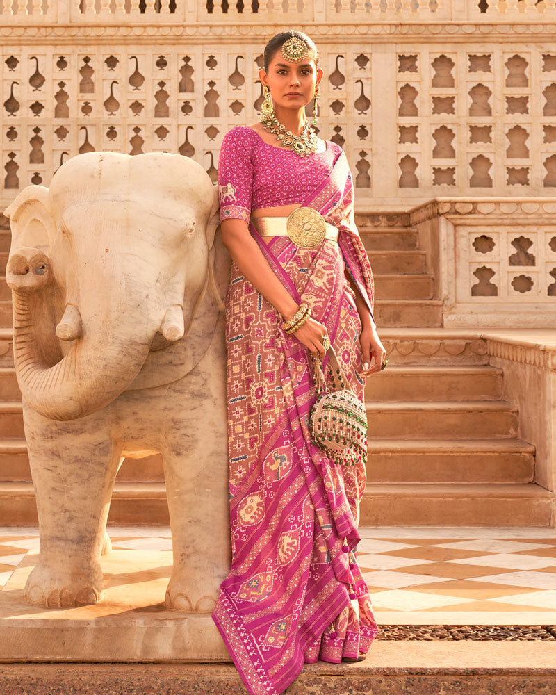 Light Pink Cotton Silk Saree With Unstitched Blouse