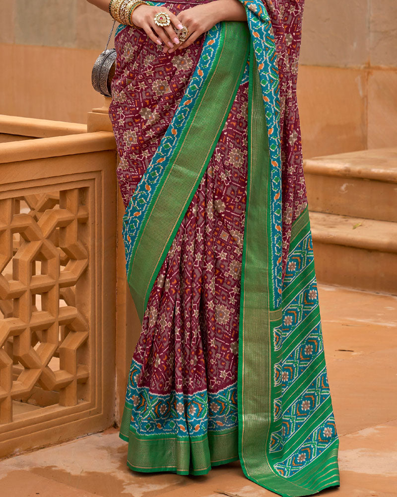 Cherrywood Cotton Silk Saree With Unstitched Blouse