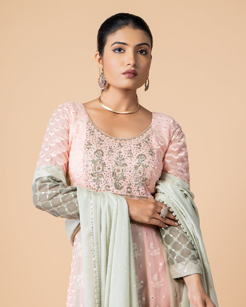 Light Pink Hand Embroidered Salwar Suit With Dupatta