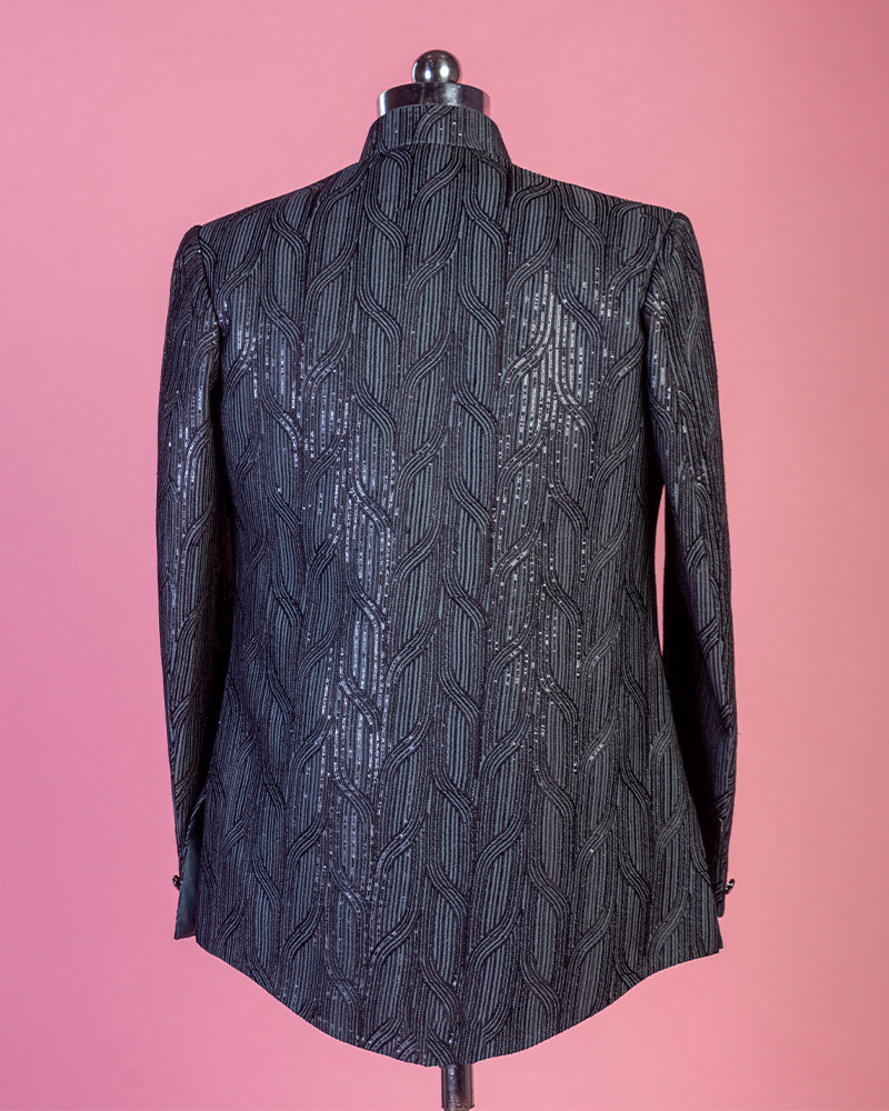 Slate Grey Embroidered Art Silk Jodhpuri Suit