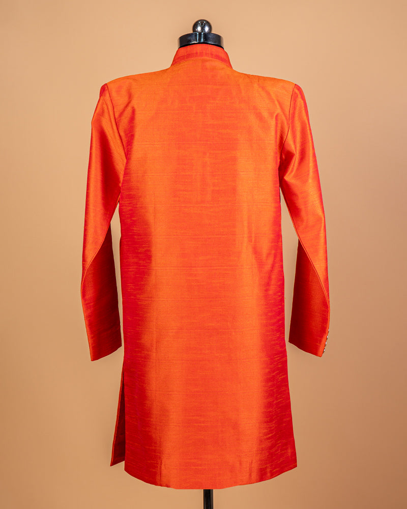 Orange Silk Men’s Kurta Pant Set