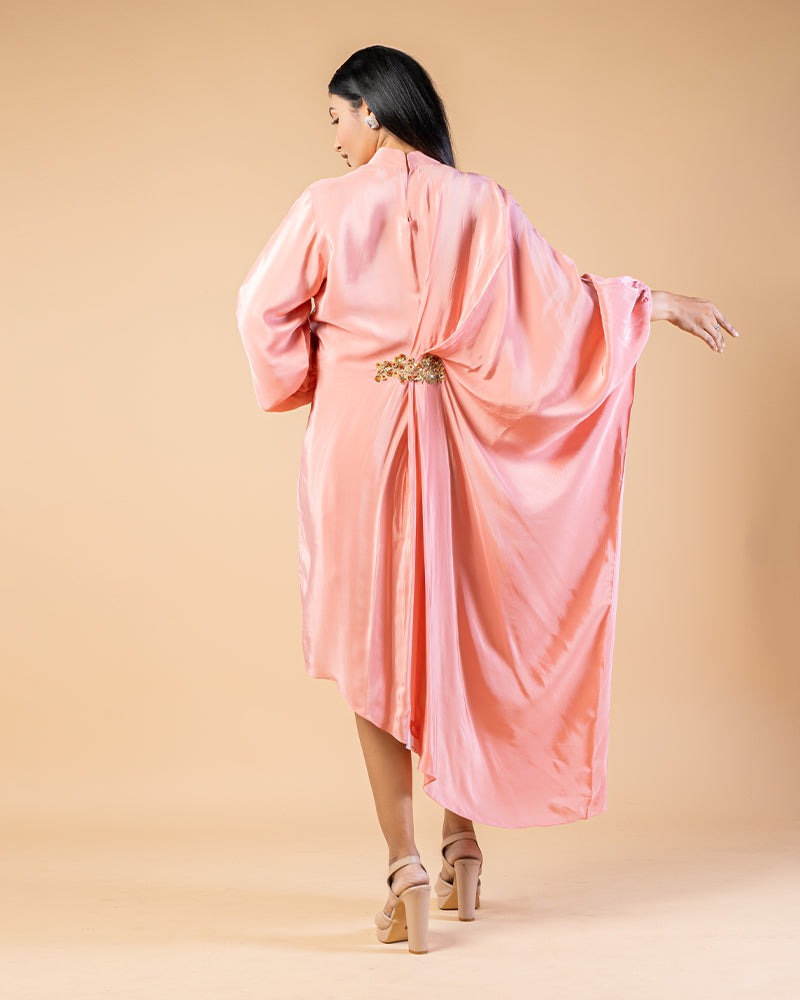 Pastel Pink Satin Western Dress