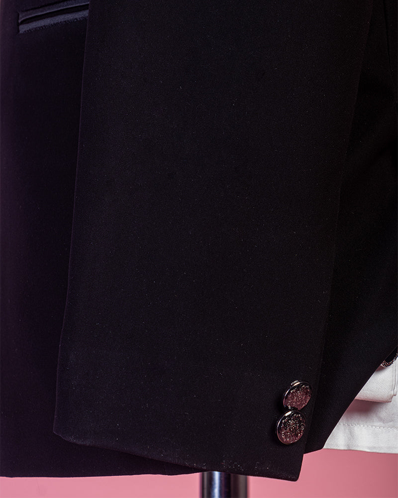 Black Velvet Embroidered Tuxedo Suit