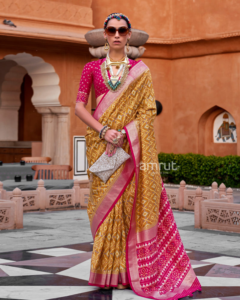 Light Brown Cotton Silk Saree With Unstitched Blouse