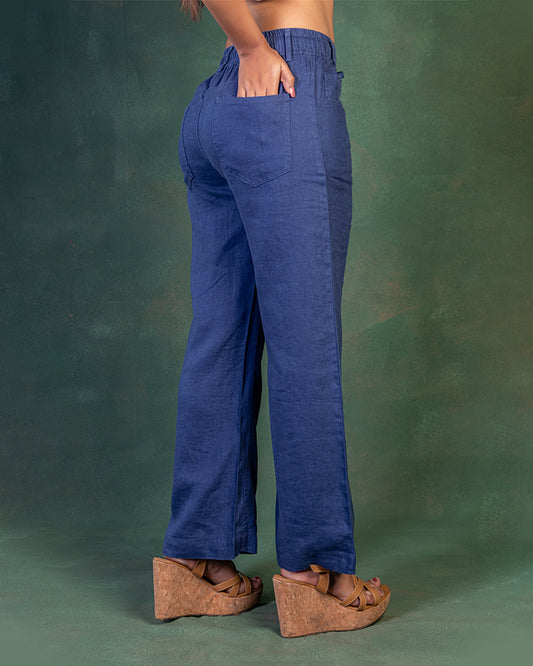 Cotton Silk Pant in Royal Blue