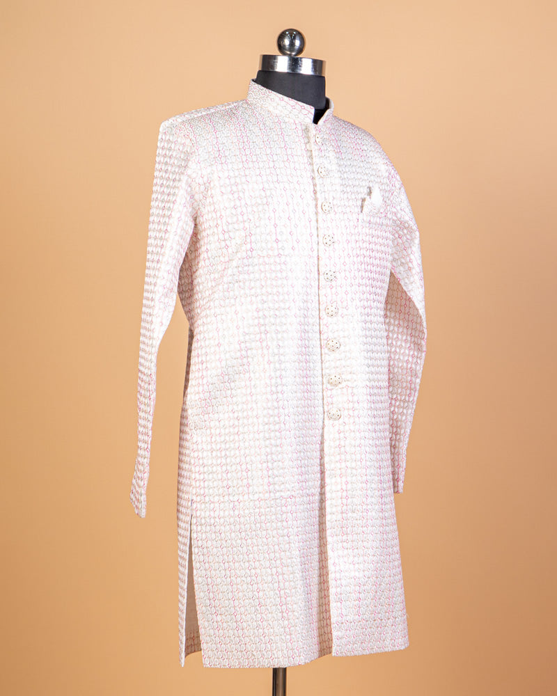 Light Pink Thread Embroidered Men’s Kurta Set