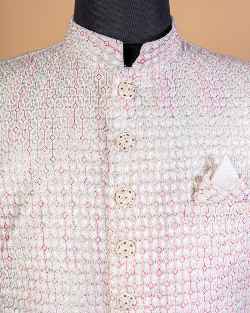 Light Pink Thread Embroidered Men’s Kurta Set