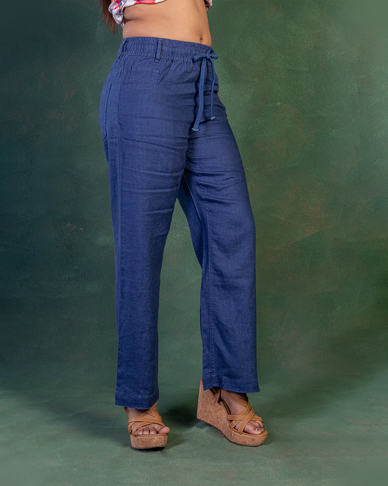 Cotton Silk Pant in Royal Blue