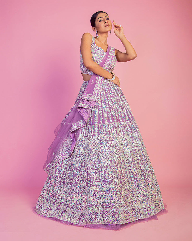 Lilac Bridesmaid Designer lehenga choli for Engagement