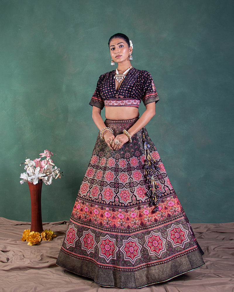 HOT PINK LEHENGA SET WITH HAND-WORKED BLOUSE
