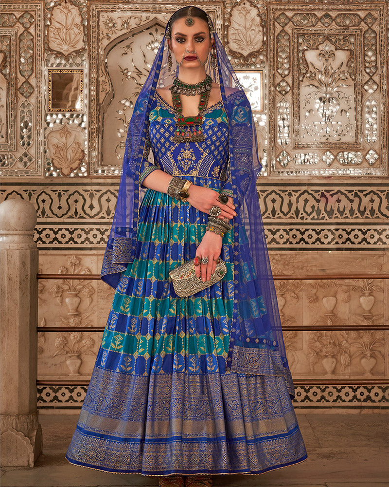 Royal Blue Anarkali Dress With Dupatta