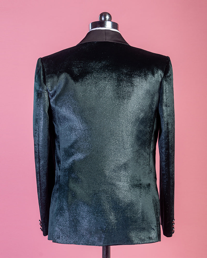 Cadet Green Shimmer Velvet Tuxedo Suit