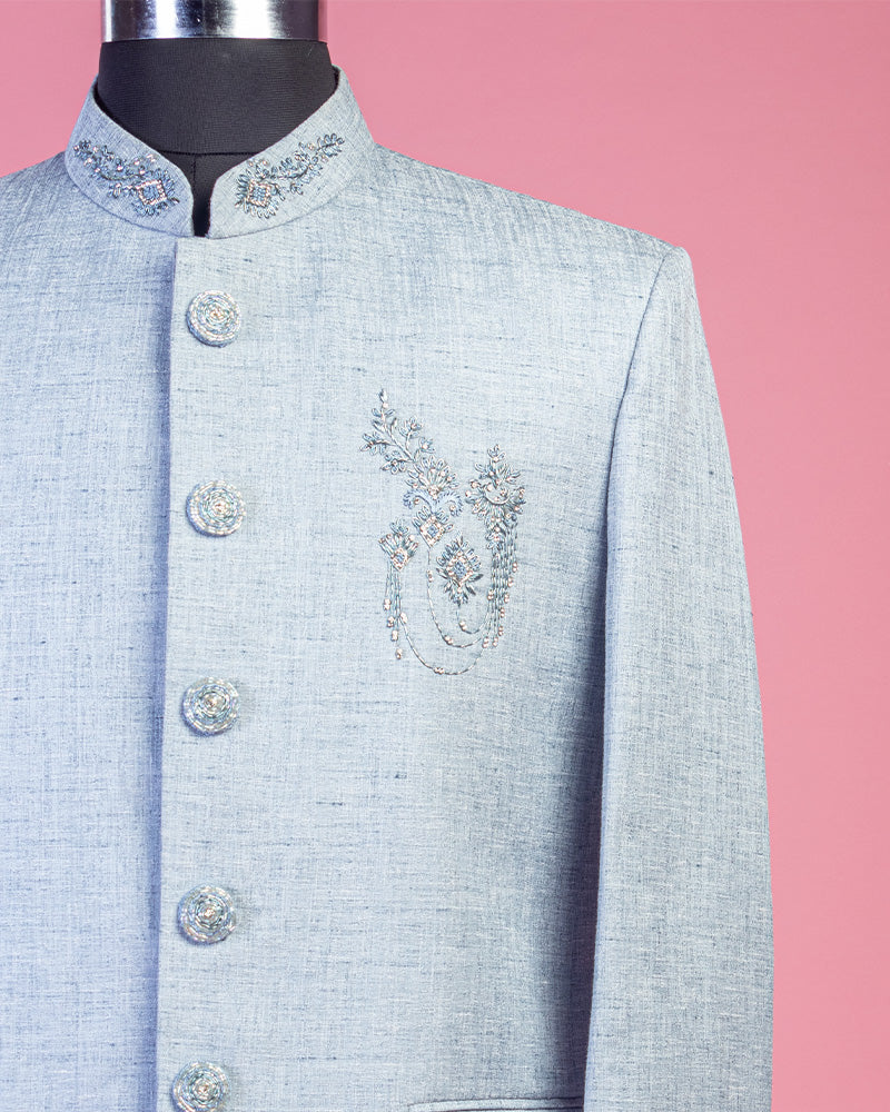 Sky Blue Contrast Jodhpuri Suit