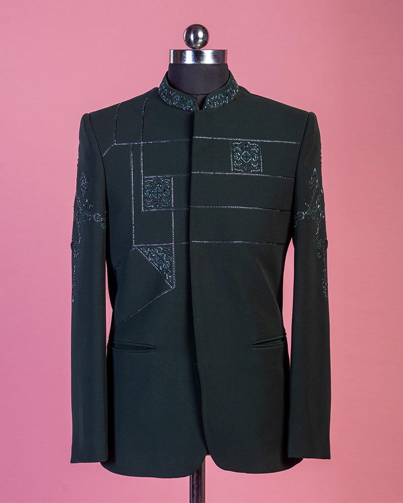 Black Embroidered Jodhpuri Suit