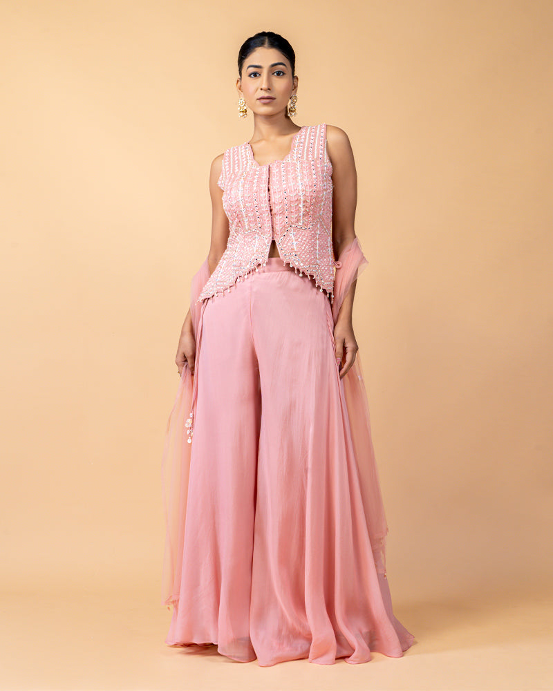 Baby Pink Palazzo with Embroidered work and Dupatta